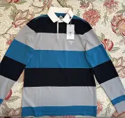NWT Barbour Beacon Stripe Rugby Shirt (Celestial Blue) Size S