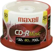 Maxell 625156 - CDR80MU50PK 80-Minute Music Cd-Rs (50-Ct Spindle) Red