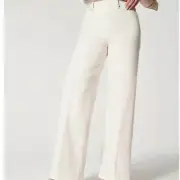 Spanx Womens Seamed Front Wide Leg Jeans Ecru Wash Sz XS Tall Boho Coastal NWT