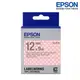 EPSON LK-4EAY 粉紅底白點灰字 標籤帶 點紋系列 (寬度12mm) 標籤貼紙 S654424