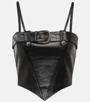 [Alessandra Rich] Alessandra Rich Croc-effect leather bustier AU 12 black