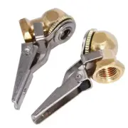 1/4" NPT 2 Tire Inflatable Straight Brass Open Flow Air Chuck Lock-On Clip