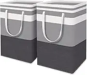 ALINK 2-Pack Laundry Hamper 75L Collapsible Large Laundry Baskets with Easy Carry Handles Freestanding Waterproof Clothes Hamper Storage Basket for Toys Clothes Organizer - 24.4" (H), Grey