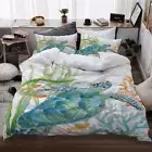 Sea Turtle Blue White Quilt Duvet Cover Set Soft Queen Bed Linen Doona Cover