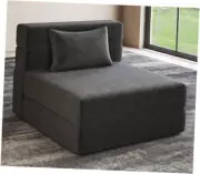 Folding Sofa Bed with Pillow, Portable Foldable Sofa Bed for Single Dark Grey