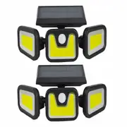 Ozoffer 3 Head Solar Motion Sensor Light Outdoor Garden Wall Security Flood Lamp 100LEDs