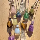 Natural Faceted Quartz Crystal Essential Oil Perfume Bottle Pendant Necklace