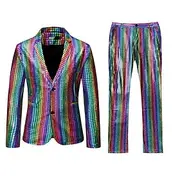 Disco 1980s Pants Outfits Suits Blazers Men's Carnival Costume Masquerade Performance Party Club Adults' Coat Pants All Seasons