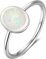 [Jude Jewelers] Stainless Steel Oval Shape Simulated Fire Opal Wedding Engagement Proposal Ring