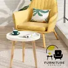 Round Side Table White Tray Wood Bedroom Nightstand Furniture Coffee End Au
