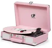 Vintage Suitcase Record Player - 3-Speed Turntable with Bluetooth, USB Pink