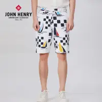 在飛比找momo購物網優惠-【JOHN HENRY】純棉棋盤格短褲-深藍