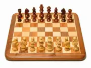 Handcrafted Wooden Chess Board with 32 Chessmen And Storage Bag, 12 x 12 Inch