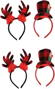 [TOVINANNA] 4 Pcs Hat Hair Bands Antlers Hair Clips Christmas Costume Headband Mini Snowman Hat Hairband Children Hair Hoops Headbands for Santa Hat Headband Elk Antler Headbands