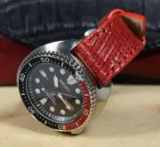 MA WATCH STRAP 22 20 18 MM RED GENUINE LIZARD SKIN HANDMADE BAND FITS SEIKO ETC