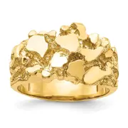 Solid 14K Yellow Gold Open Back Men's Nugget Ring