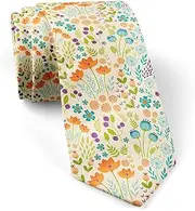 [KAWAMOUSE] ( Floral Spring Flowers ) Fashion Novelty Necktie, Conversation Neckwear Ties Great for Party and Events, As Shown