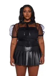 [Sugar Thrillz] Plus Delicate Interlude Sheer Blouse - Black