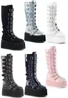 Demonia 3 1/2" Platform Knee High Boot With 8 Buckle Straps, Back Metal Zip