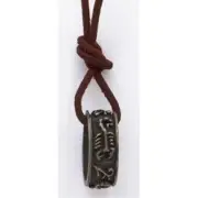 Adjustable Leather Cord Necklace w/ Antique Silver Tone Metal Ring *New w/Tag