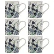 6PK Ashdene Iris Garden Fine Bone China Coffee/Tea Mug - White
