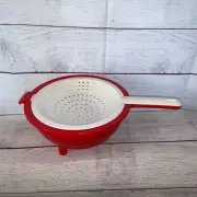 New Tupperware Double Colander Strainer Red White 2149 2150