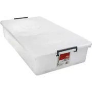 3xUnderbed Storage Box 45L Wheel Container Under Bed Crate Tub Plastic Organiser