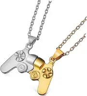 [OATIPHO] Couple Necklace Machine Necklace Console Necklace Capsules Gamer Necklace for Boys Universal Door Handle Product Banner Handle Necklace Alloy Golden