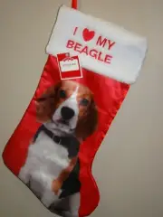 I Love My Beagle Christmas Stocking NWT