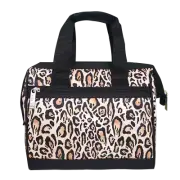 Sachi Leopard Insulated Lunch Bag - Black/Beige