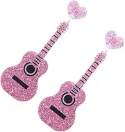 [OHPHCALL] 1 Pair Earrings Chic Ear Jewelry Gitarre Instrument Dangling Ear Accessories Ladies Rainbow Clay Music Lovers Evil Eye Beads Stylish Earbob Hook Guitar Acrylic Pendant Miss