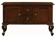 CT Queen Ann Solid Timber 2 Door 2 Drawer Sofa Table - Mahogany