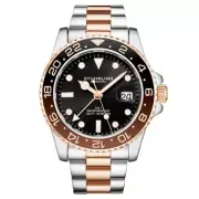 Stuhrling 3965 4 Aquadiver Swiss Quartz GMT Date Stainless Steel Mens Watch