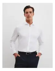 [Country Road] Tailored Fit Cotton Blend Stripe Shirt in White