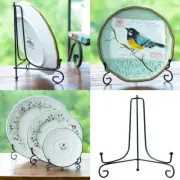Iron Art Display Stand Dish Rack Plate Bowl Frame Photo Pedestal Ornament New