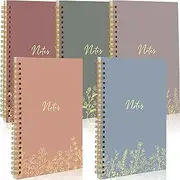 Gueevin 5 Pack Spiral Notebook Aesthetic School Supplies A5 College Ruled 160 Pages/ 80 Sheets Cute Notebook for Work Students School Office Supplies(Soft Colors,Floral)