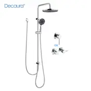 Decaura WELS 10" Rain Shower Head Set Sliding Rail Dual Hose Mixer Taps Chrome