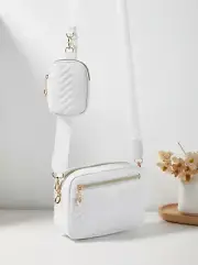 Cartera Pequeña de Hombro Para Mujer Bandolera Bolso Monedero Blanco Modernos