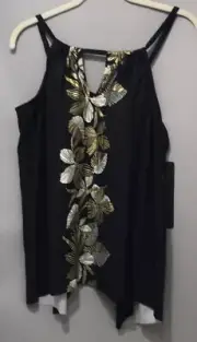 Miraclesuit Women’s Black Swimsuit Top W/ Floral Design Size 14