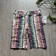 Y2K Girls Shorts Cupid's Cup Rainbow Striped NWT Size 12 Long Shorts 100% Cotton