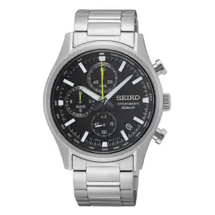 【SEIKO 精工】CHRONOGRAPH 男士三眼計時不鏽鋼賽車男錶39.5 mm(SSB419P1/8T67-00S0D)