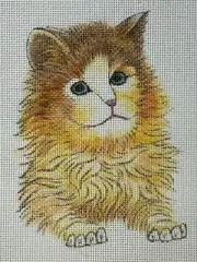 Hand-painted Cat Needlepoint Canvas 10"x12" mono 16