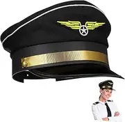 [MUCKLILY] Pilot Hat for Adults Sailor Cap for Halloween Cosplay Stage Performance Costume Parties Lightweight Portable Pilot Hats for Men