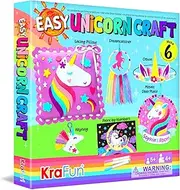 KraFun My First Unicorn Art & Craft Kit for Young Kids Beginner, Includes 6 Animal Projects, Instructions & Felt, Paper Materials for Learning to Lace, Sew, Coloring, Make Dreamcatcher, Mosaic Charm