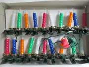 Christmas 20 Clip on Candle String Lights Set Red Blue Green White Vtg New C5