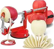 Apple Peeler, Stainless Steel Apple Corer Slicer Peeler, Durable Heavy Duty Die Cast Magnesium Alloy Apple Peeler Slicer Corer with Suction Base(vermilion)