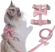 Cat Harness and Leash for Prevent Breaking Free, Cat Harness Prevent Breaking Free ，Adjustable Pet Vest Harnesses for Cat (Pink, M)