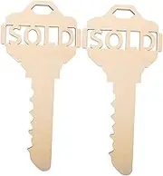PRETYZOOM 2pcs Wooden Key Shaped Cutouts Versatile Props for Advertising Photo Shoots Window Decorations Unique Decor with Polished Finish Multi Functional Wooden Key Pendants