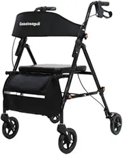 Rollator Walker with Dual Brakes, 350lb Capacity, Adjustable Height 76.5-91cm, 6-inch Wheels, Storage Basket