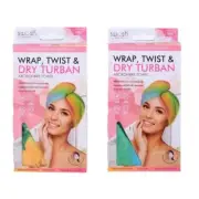 2 pcs Hair Towel Fast Dry Microfibre Super Drying Turban Bath Head Wrap Hat Spa